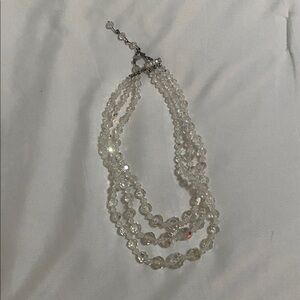 Vintage 1950’s Auora Borealis Triple Strand Crystal Necklace